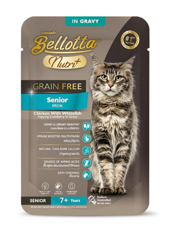 Bellotta Nutri+ Senior Chicken With Whitefish Topping Cranberry Cat Gravy Pouch